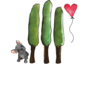 Logo con cipressi, cuore e cane, evoca accoglienza e amore per la Toscana.